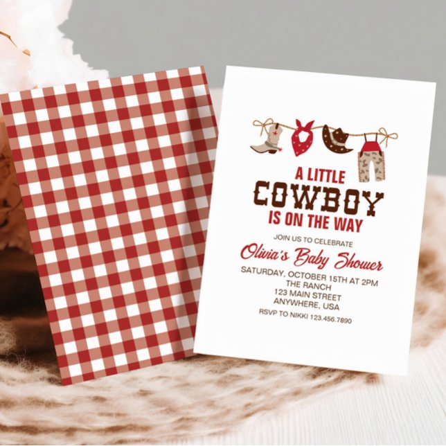 Inbjudan till western Cowboyred Red Baby Shower (Skapare uppladdad)