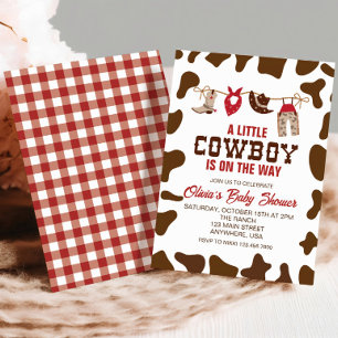 Inbjudan till western Cowboyred Red Baby Shower