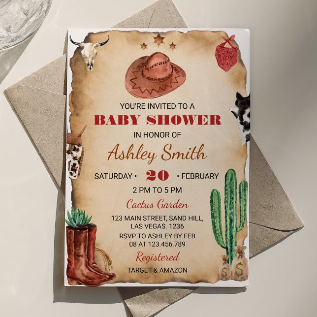 Inbjudan till Western Rodeo Baby Shower- för Cowbo (Skapare uppladdad)