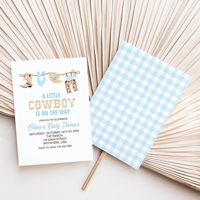 Inbjudan till westerna Cowboy Blue Play Baby Showe (Skapare uppladdad)