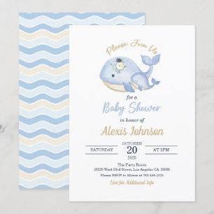 Inbjudan till Whale Baby Shower för Boy