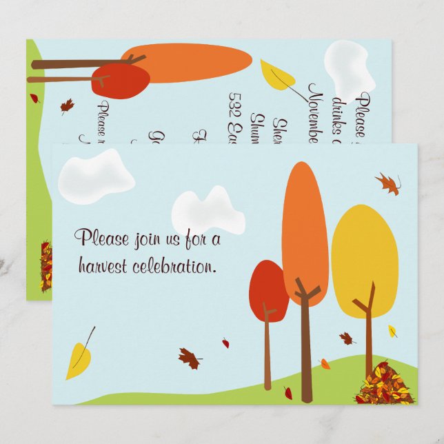 Inbjudan till Whimsical Autumn Träd (Fram/baksida)