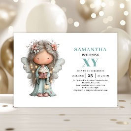 Inbjudan till Whimsy Fairy Girls 8-årsdag Pastell 