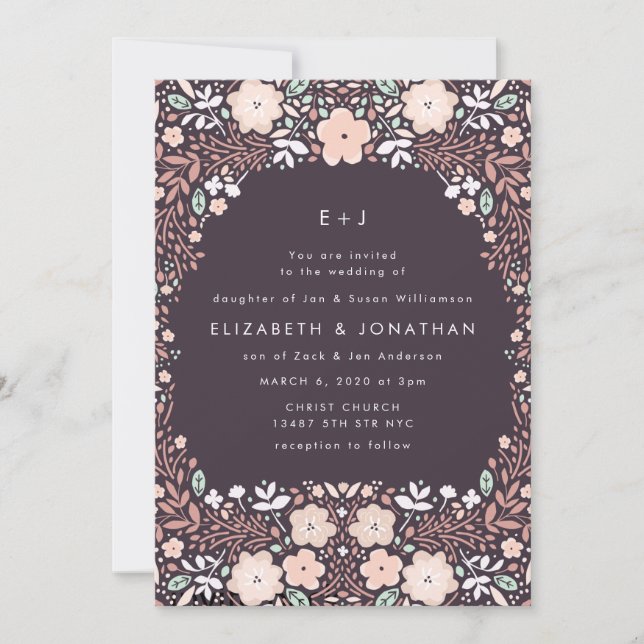 Inbjudan till Whirlwind Blommigt Wedding (Framsida)