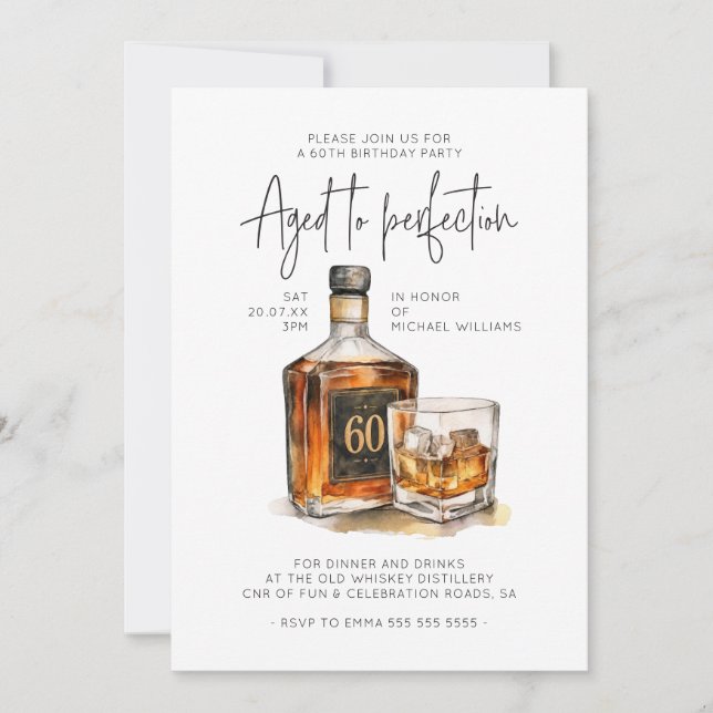 Inbjudan till whiskyfest för 60-årsdag för män (Framsida)