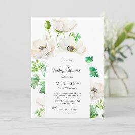 Inbjudan till White Anemone Baby Shower