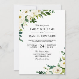 Inbjudan till White Champagne Flowers Elegant bröl