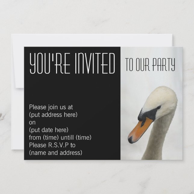 Inbjudan till White Makro Svan Party (Framsida)