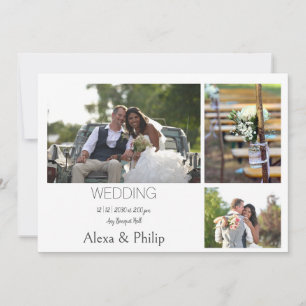 Inbjudan till White Photo Collage Wedding