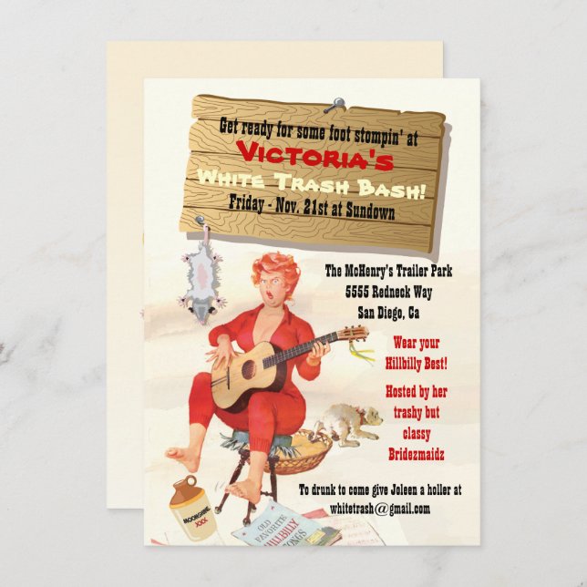 Inbjudan till White Trash-fest (Fram/baksida)