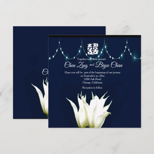 Inbjudan till White Tulips Personligt bröllp (Fram/baksida)