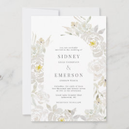 Inbjudan till White Watercolor Peony Bröllop Arch