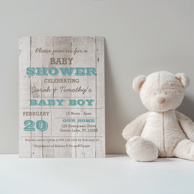 Inbjudan till Whitewash Blue Baby Shower (Skapare uppladdad)