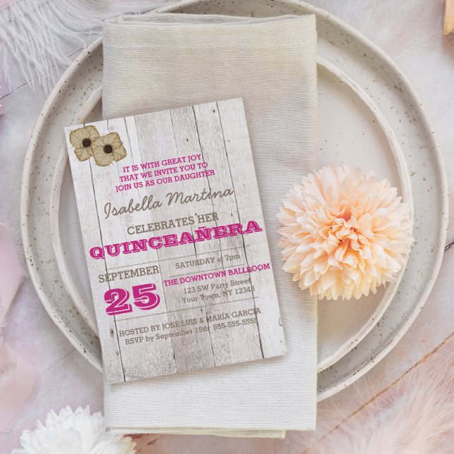 Inbjudan till Whitewash Plum Quinceañera (Skapare uppladdad)