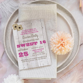 Inbjudan till Whitewash Plum Sweet sixteen Birthda