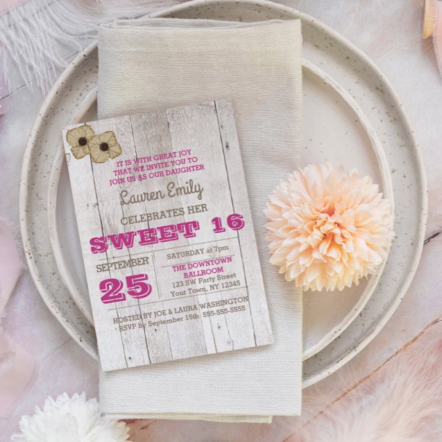 Inbjudan till Whitewash Plum Sweet sixteen Birthda (Skapare uppladdad)