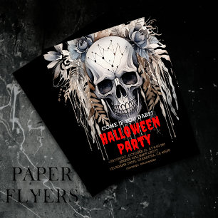 Inbjudan till Wicked Skull Black Halloween fest Flygblad