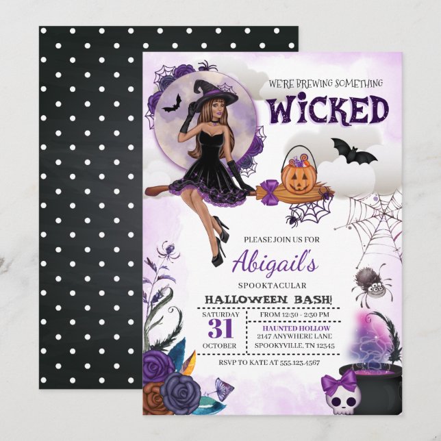 Inbjudan till Wicked Witch Halloween fest (Fram/baksida)