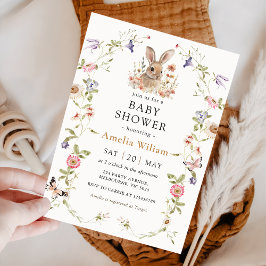 Inbjudan till WildblomBunny Rabbit Baby Shower