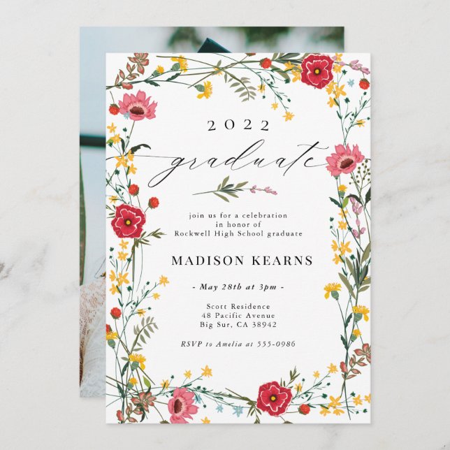 Inbjudan till Wildblomma 2024 Studenten (Fram/baksida)