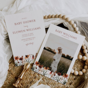Inbjudan till Wildblomma Baby Shower för bränd Ora