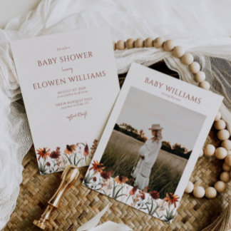 Inbjudan till Wildblomma Baby Shower för bränd Ora