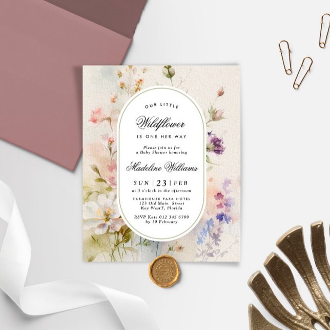 Inbjudan till Wildblomma Baby Shower för budgetEle (Skapare uppladdad)
