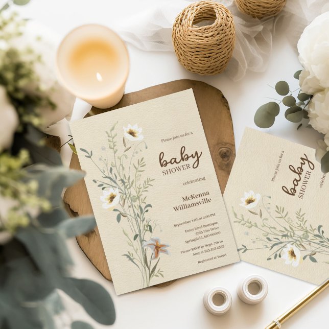 Inbjudan till Wildblomma Blommar Walk Baby Shower (Wildflower Blossom Walk Baby Shower Invitation)
