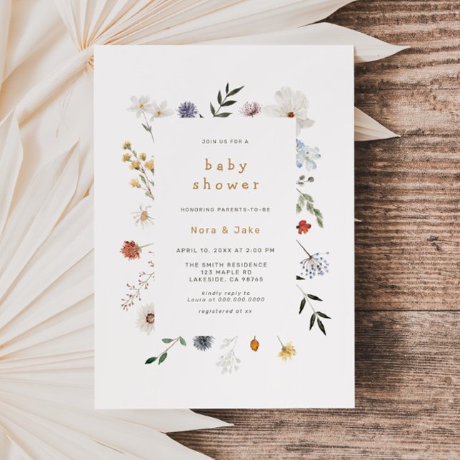 Inbjudan till Wildblomma Blommigt Ram Baby Shower (Skapare uppladdad)
