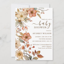Inbjudan till Wildblomma Boho Watercolor Baby Show