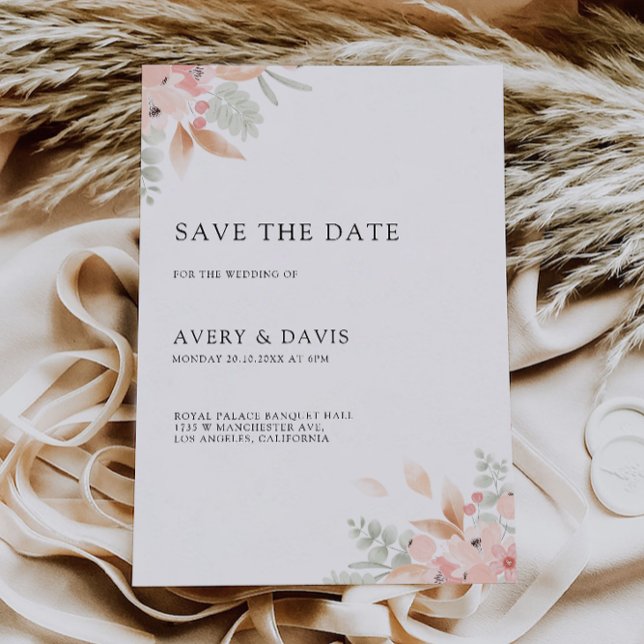 Inbjudan till Wildblomma Bröllop spara datum (Wildflower Wedding Save the Date Invitation)