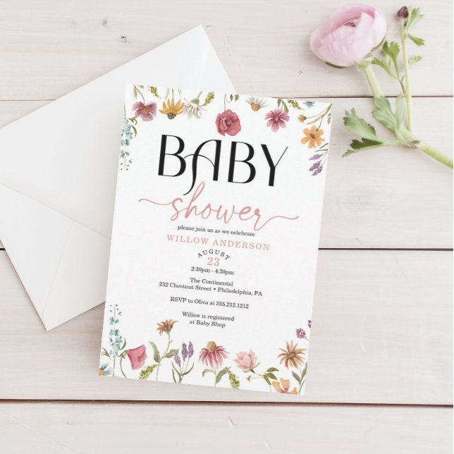 Inbjudan till Wildblomma Fält Boho Baby Shower (Skapare uppladdad)