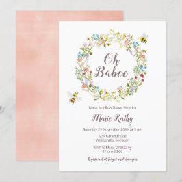 Inbjudan till Wildblomma och Bees Baby Shower