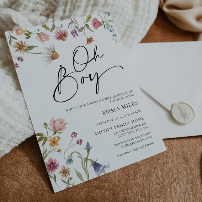 Inbjudan till Wildblomme Oh Boy Baby Shower (Skapare uppladdad)