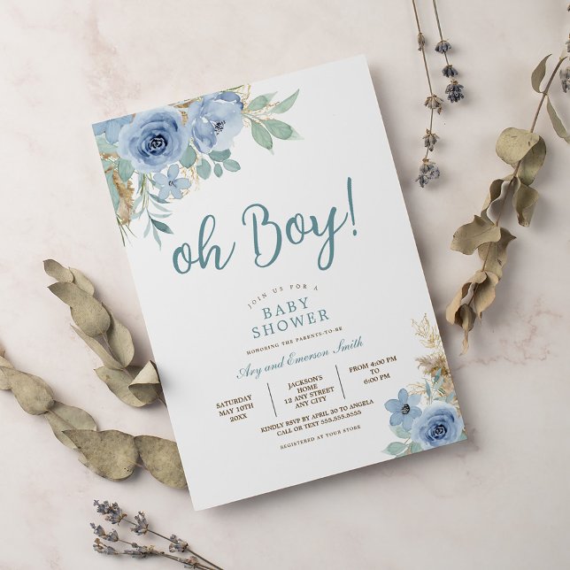 Inbjudan till Wildblomme Oh Boy Baby Shower (Skapare uppladdad)