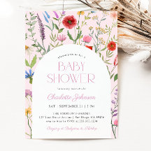 Inbjudan till Wildblomme Rosa Girl Baby Shower