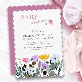 Inbjudan till Wildblommes Söt Baby Shower-Gräsmatt