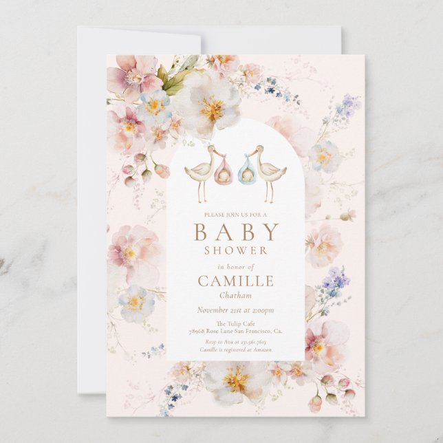 Inbjudan till Wildblommes Twillingar Baby Shower (Framsida)
