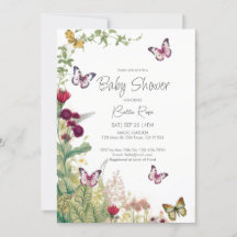 Inbjudan till Wildblommor Butterflies Baby Shower