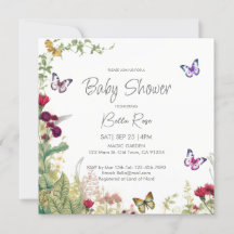Inbjudan till Wildblommor Butterflies Baby Shower