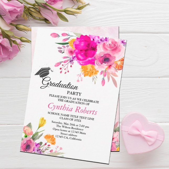 Inbjudan till Wildblommor vår studenten (Wildflowers spring graduation invitation #floralgraduation #classof2024 #botanicalflowers
)
