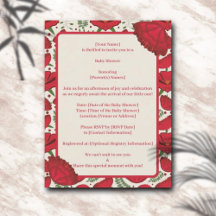 Inbjudan till Wildbloms Red Poppy Baby Shower