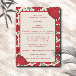 Inbjudan till Wildbloms Red Poppy Baby Shower