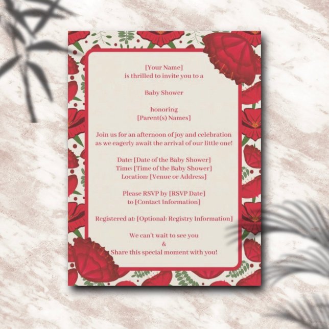 Inbjudan till Wildbloms Red Poppy Baby Shower (Skapare uppladdad)