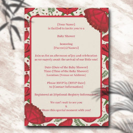 Inbjudan till Wildbloms Red Poppy Baby Shower