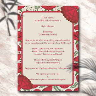 Inbjudan till Wildbloms Red Poppy Baby Shower