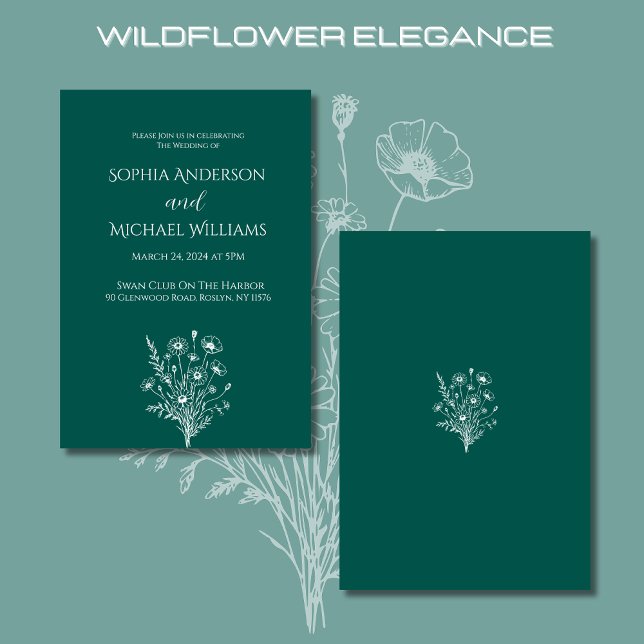 Inbjudan till Wildblomselegance Bröllop teme (Wildflower Elegance Wedding Invitations-Rustic Country Bohemian)