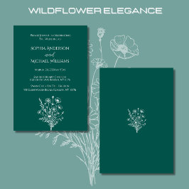 Inbjudan till Wildblomselegance Bröllop teme