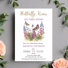 Inbjudan till Wildblomsterfjäril Kisses Baby Showe