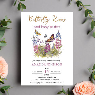 Inbjudan till Wildblomsterfjäril Kisses Baby Showe
